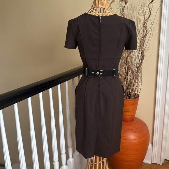Philosophy Di Alberta Ferretti brown classy dress with black belt. Made in Italy - Picture 4 of 14